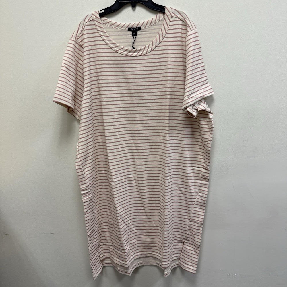 Pink Stripe Cotton Dress Buffalo David Bitton  XXL Knit Hi Low Hem Casual NWT - Picture 3 of 10
